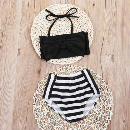 Summer Baby Kids Girl Bikini Set Striped Swimming Suit High Waist Bathing Suit Swimsuit Child Swimwear Biquini
