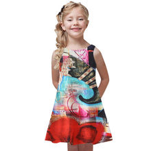 将图片加载到图库查看器，Summer Chic Casual Kids Dress Printing Sleeveless Vest Crew Neck Loose Mini A-line Dress Beach Vacation Girls Dresses Vestidos
