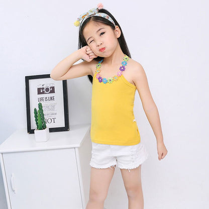 Summer Girls Shirts Multicolor Kids Underwear Model Teenager T-shirt Children Undershirt Kids Singles 10 12