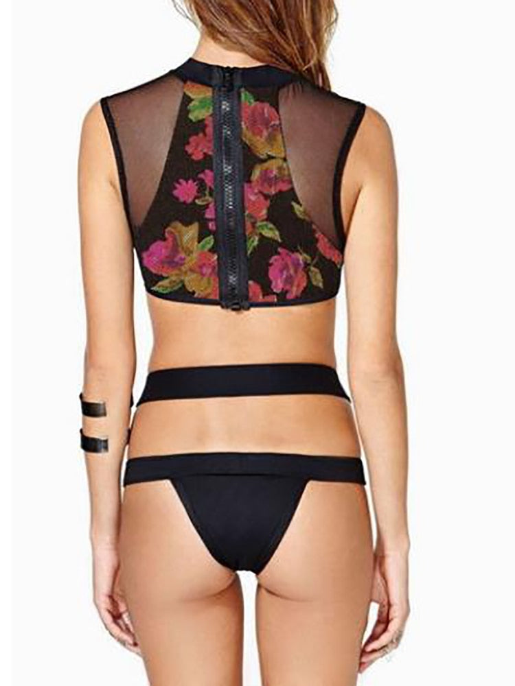 Summer Ladies Fashion Bikini Push-Up Swimsuit Suit Beach Push-Up Split Sexy Bikini Swimsuit Hollow Mesh Strap Two-Piece Swimsuit