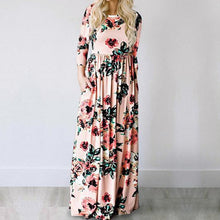 将图片加载到图库查看器，Summer Maxi Dress Women 2019 Pink Floral Print Boho Beach Dress Ladies Evening Party Long Dress Sundress Vestidos de festa 3XL
