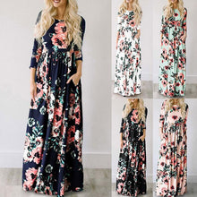 将图片加载到图库查看器，Summer Maxi Dress Women 2019 Pink Floral Print Boho Beach Dress Ladies Evening Party Long Dress Sundress Vestidos de festa 3XL
