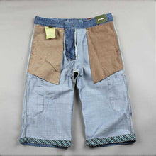 將圖片載入圖庫檢視器 Men&#39;s Jeans Denim Shorts Cotton Cargo Shorts Big Pocket Loose Baggy Wide Leg Embroidery Bermuda Beach Boardshort
