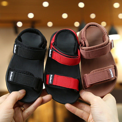 Summer New Canvas Sandals Boys Girls Sandals Solid Color Soft Soled Anti-Slip Children Kids Shoes Summer Beach Sandals