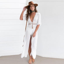 将图片加载到图库查看器，Women&#39;s Summer Bikini Cover Ups Beach Coat Swimsuit Lace Beachwear Sun Protection Clothes Knitted Beach Dress Women Cover-Ups
