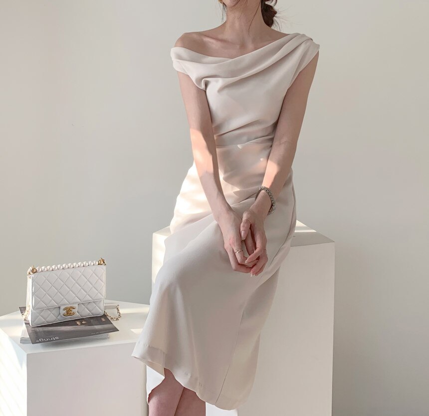 Summer Women Solid Color Elegant Dress Business Party Bodycon Work Office Women Female Dress