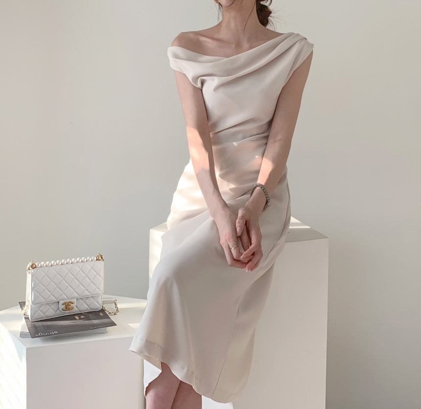 Summer Women Solid Color Elegant vestidos Business Party Bodycon Work Office Women Female Dress