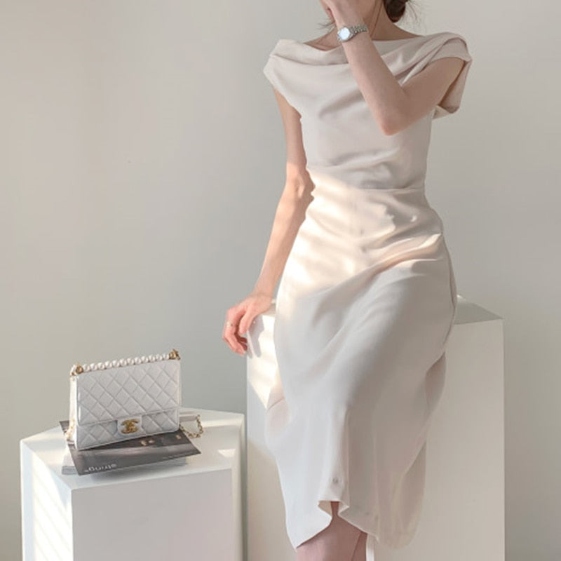 Summer Women Solid Color Elegant vestidos Business Party Bodycon Work Office Women Female Dress