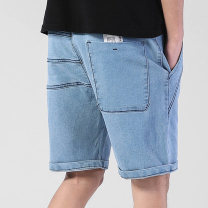 Men's Summer Thin Elastic Waist Band Denim Shorts Mens Loose Plus Size Big 4XL 5XL 6XL Large Size Shorts Casual Fat Male Jeans Bermuda