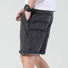 将图片加载到图库查看器，Men&#39;s Summer Thin Elastic Waist Band Denim Shorts Mens Loose Plus Size Big 4XL 5XL 6XL Large Size Shorts Casual Fat Male Jeans Bermuda
