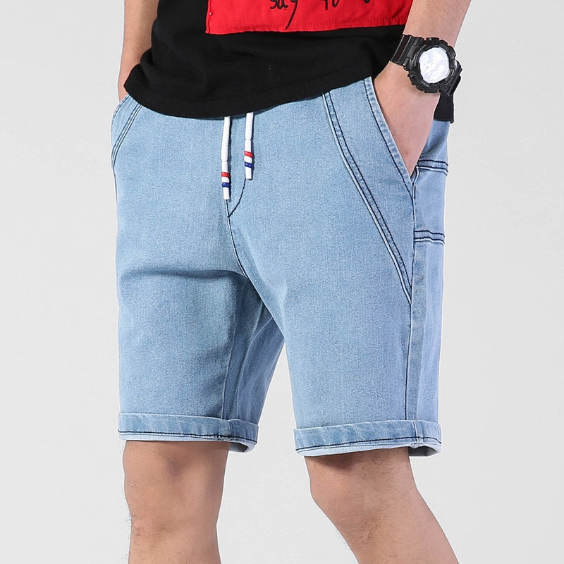 Men's Summer Thin Elastic Waist Band Denim Shorts Mens Loose Plus Size Big 4XL 5XL 6XL Large Size Shorts Casual Fat Male Jeans Bermuda