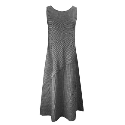 Women's Summer Sundress Dress 2019 Boho Sexy Dress Midi Plus Size Casual Linen Loose Sleeveless Stripe Pocket Long Maxi Dress 4.25