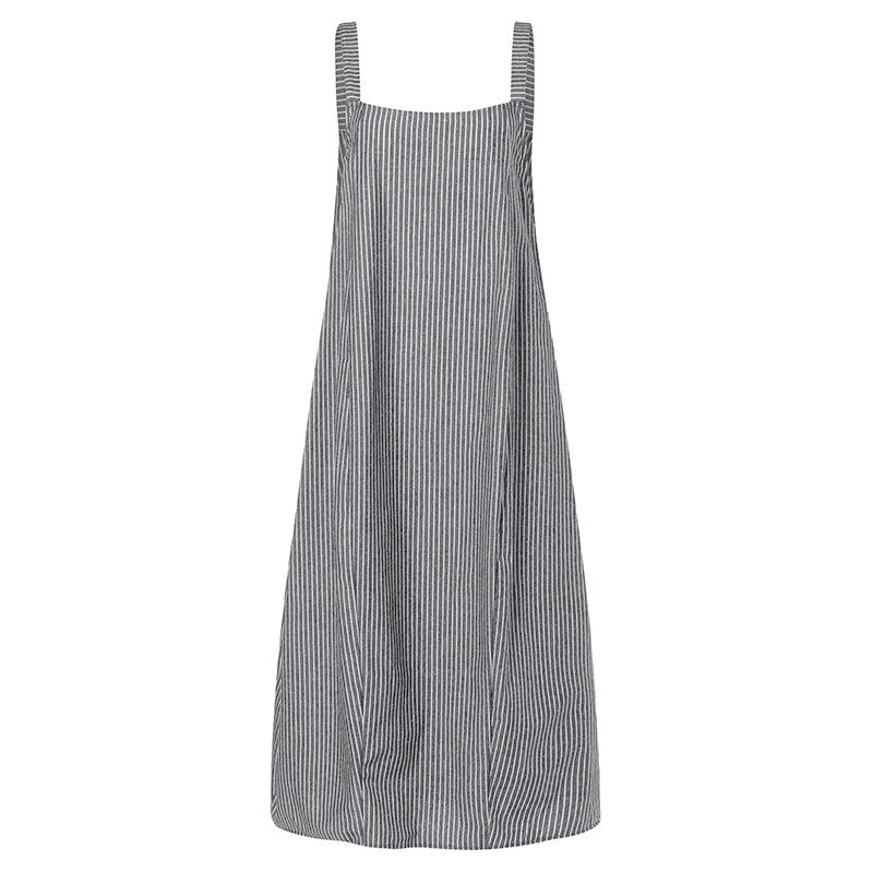 ZANZEA Women Summer Dress Ladies Sleeveless Striped Maxi Dresses Casual Baggy Long Vestidos Female Beach Bohemian Dress Sundress