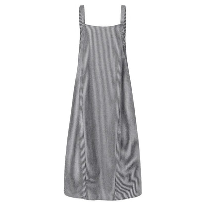 ZANZEA Women Summer Dress Ladies Sleeveless Striped Maxi Dresses Casual Baggy Long Vestidos Female Beach Bohemian Dress Sundress