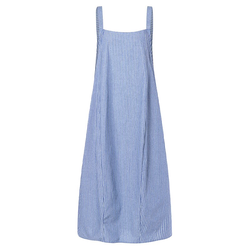 ZANZEA Women Summer Dress Ladies Sleeveless Striped Maxi Dresses Casual Baggy Long Vestidos Female Beach Bohemian Dress Sundress