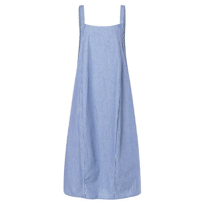 ZANZEA Women Summer Dress Ladies Sleeveless Striped Maxi Dresses Casual Baggy Long Vestidos Female Beach Bohemian Dress Sundress