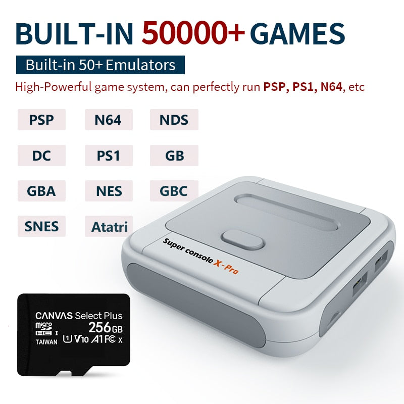 Super Console X Pro S905X HD WiFi Output Mini TV Video Game Player For PSP/PS1/N64/DC Games Dual System Built-in 50000+ Games