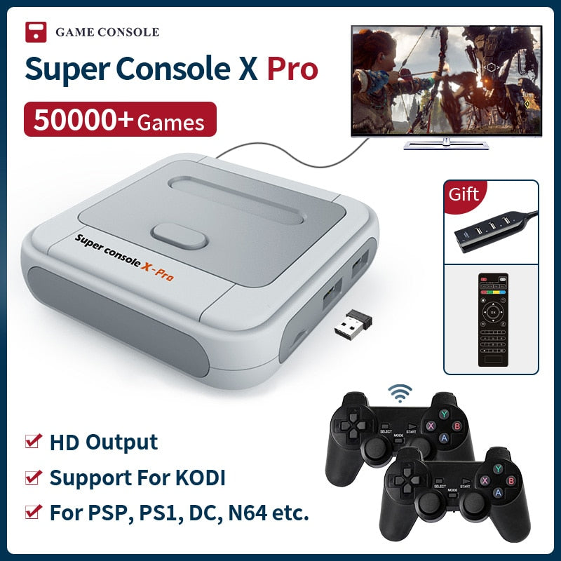 Super Console X Pro S905X HD WiFi Output Mini TV Video Game Player For PSP/PS1/N64/DC Games Dual System Built-in 50000+ Games