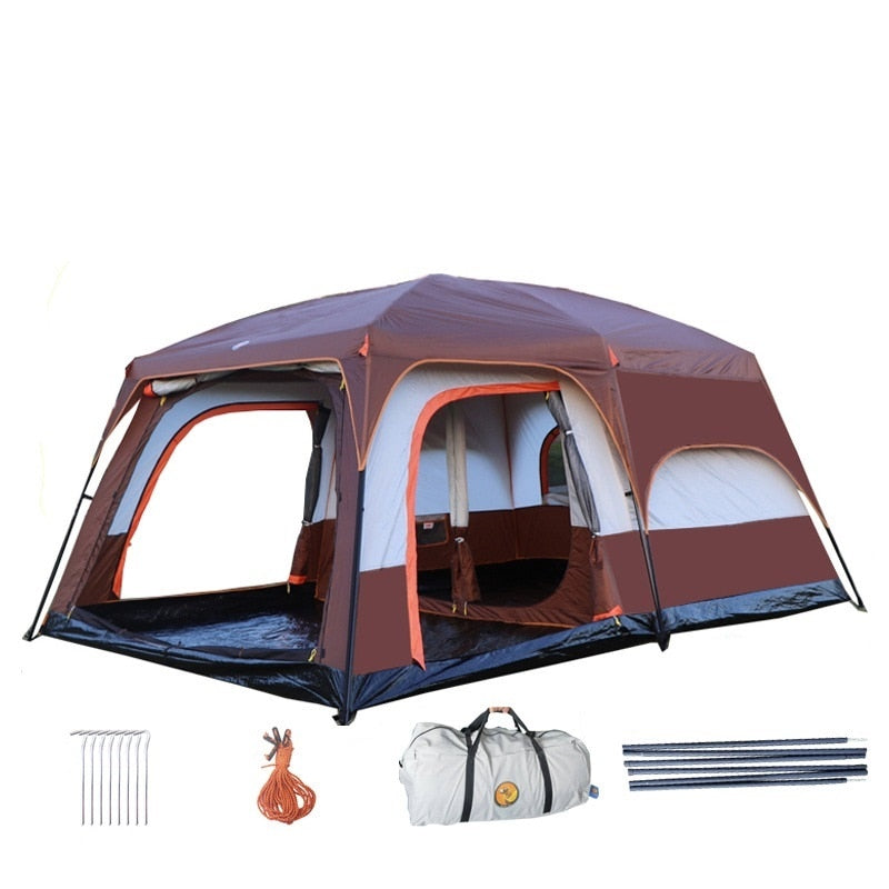 Super Large Camping Tent Double Layers Waterproof 6-10 Person 430x305x200cm Two Bedroom One Living Room Tent Family Party