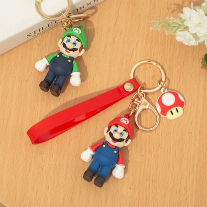 Super Mario Game Keychain Luigi Mushroom Model Doll Action Figures Cartoon Cute Bag Pendant PVC Children's Birthday Gift