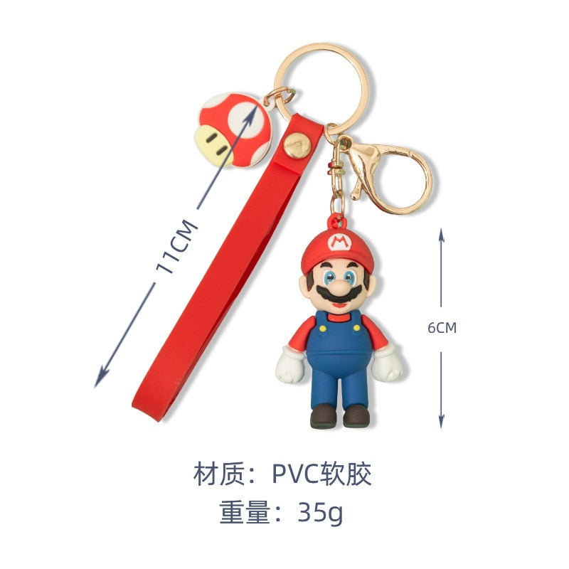 Super Mario Game Keychain Luigi Mushroom Model Doll Action Figures Cartoon Cute Bag Pendant PVC Children's Birthday Gift