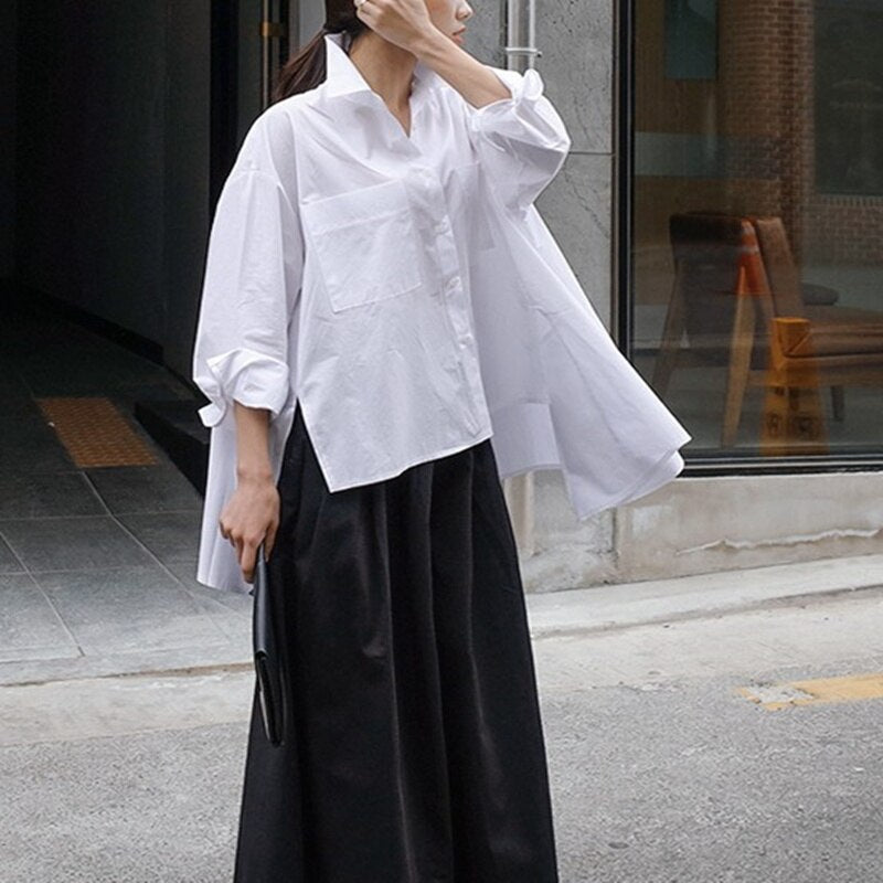 SuperAen 2019Spring and Summer New Shirt Female Korean Style Cotton Wild Casual Blouses and Tops Loose Pluz Size Women Clothing