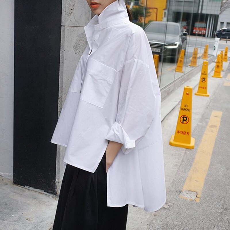 SuperAen 2019Spring and Summer New Shirt Female Korean Style Cotton Wild Casual Blouses and Tops Loose Pluz Size Women Clothing