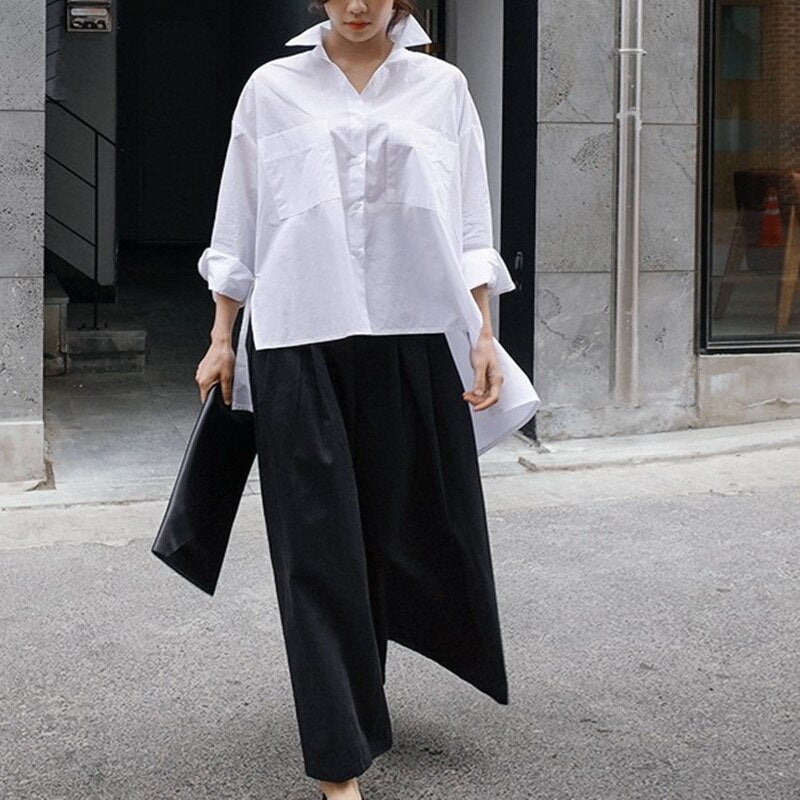 SuperAen 2019Spring and Summer New Shirt Female Korean Style Cotton Wild Casual Blouses and Tops Loose Pluz Size Women Clothing