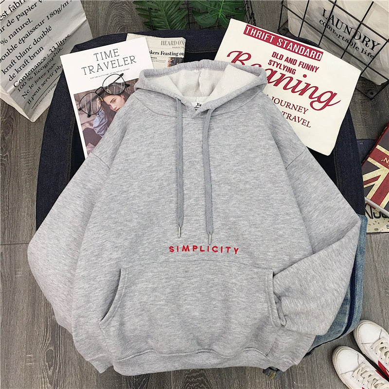 Sweatshirt Hooded Women Winter Casual Loose Pullover Hoodies Ladies Korean Letter Print Womens Hoodies Thickened Plus Velvet