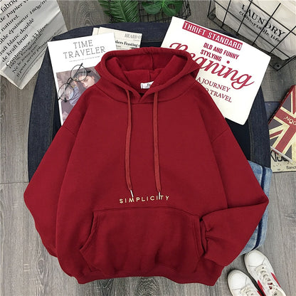 Sweatshirt Hooded Women Winter Casual Loose Pullover Hoodies Ladies Korean Letter Print Womens Hoodies Thickened Plus Velvet