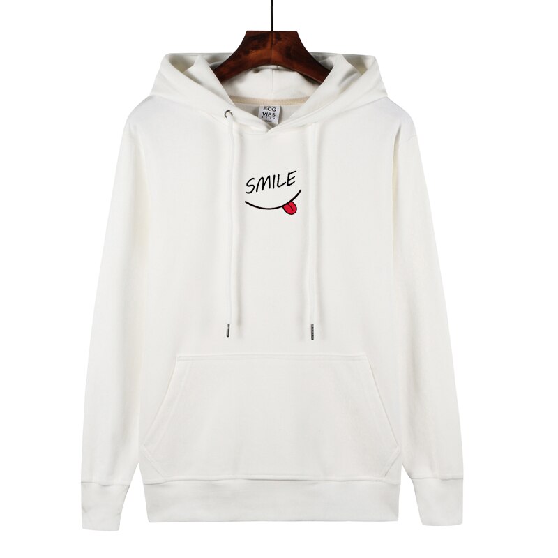 Women's Smile Hoodie Sweater Red Black White Long Sleeve Harajuku Hoodies pullovers plus size clothes spring autumn winter 2019