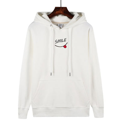 Women's Smile Hoodie Sweater Red Black White Long Sleeve Harajuku Hoodies pullovers plus size clothes spring autumn winter 2019