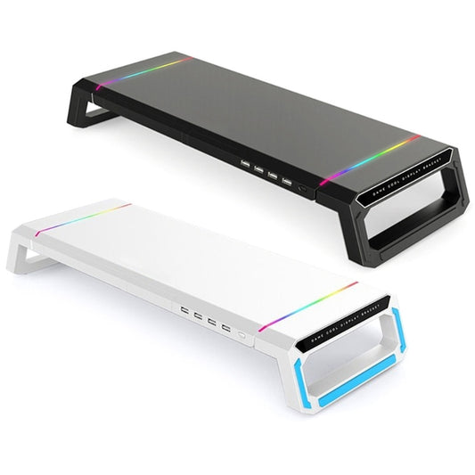 T1 Universal Monitor Stand Riser RGB Support with 4 USB 3.0 Charging Desk Organizer Holder Bracket for Laptop Computer