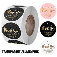 Load image into Gallery viewer, Thank you for your order Stickers for envelope sealing labels sticker black pink transparent gold sticker stationery supply
