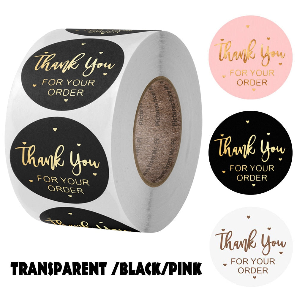 Thank you for your order Stickers for envelope sealing labels sticker black pink transparent gold sticker stationery supply