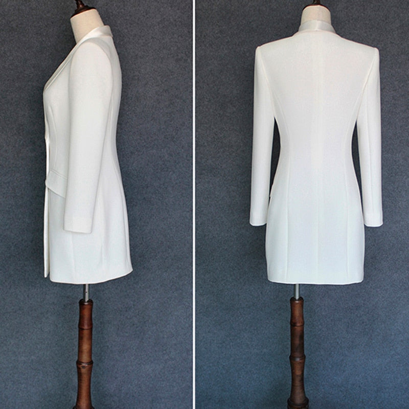 TOP QUALITY Paris Fashion 2020 Baroque Designer Dress Women's Long Sleeve Double Breasted Notched Collar Dress