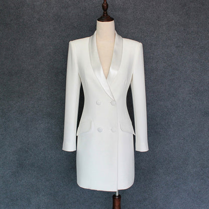TOP QUALITY Paris Fashion 2020 Baroque Designer Dress Women's Long Sleeve Double Breasted Notched Collar Dress