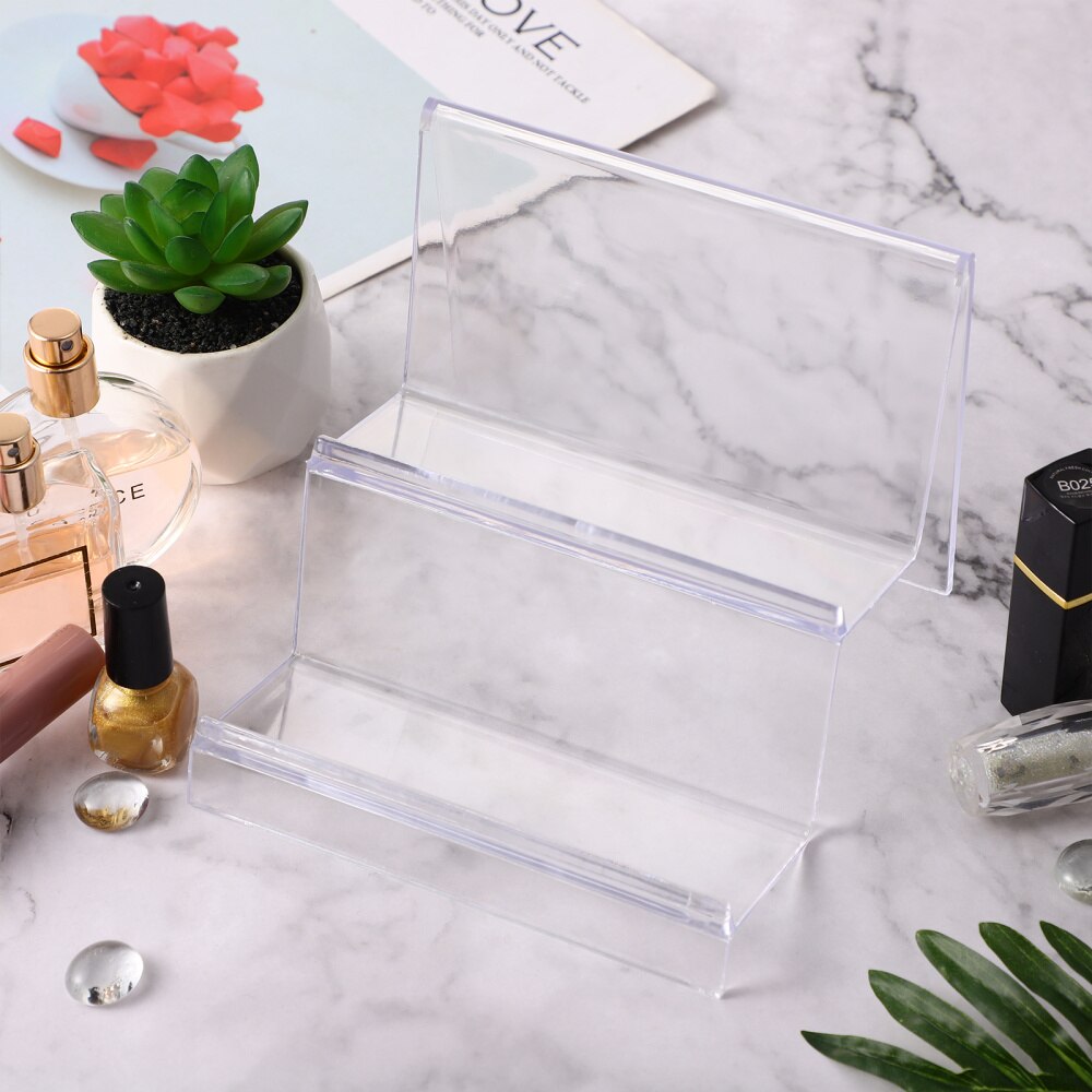 TOPBATHY Clear Acrylic Wallet Display Stand Retail Store Holder Shelf Cosmetic  Jewelry Display Holder Rack (Two Layers)