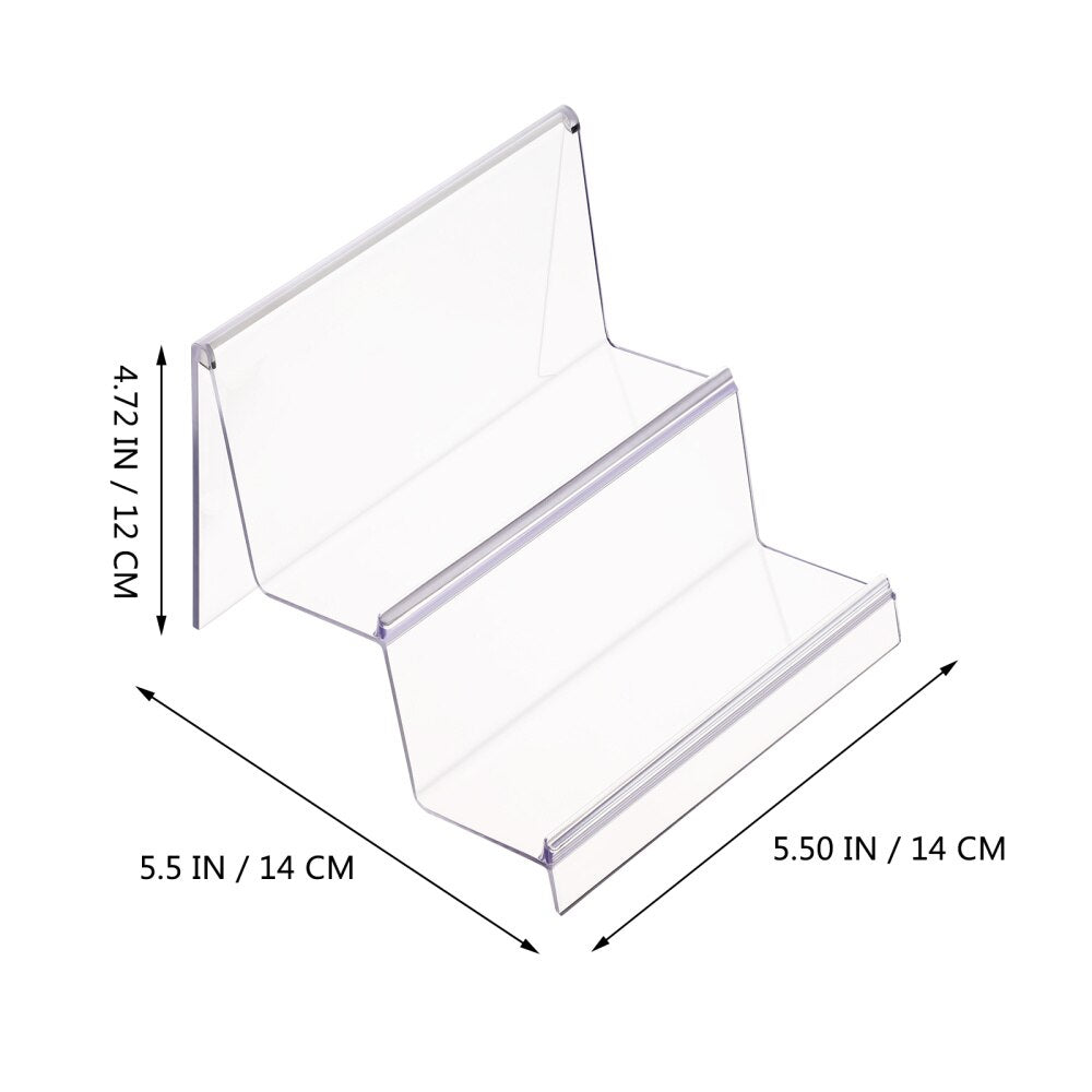 TOPBATHY Clear Acrylic Wallet Display Stand Retail Store Holder Shelf Cosmetic  Jewelry Display Holder Rack (Two Layers)