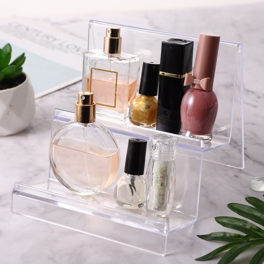 TOPBATHY Clear Acrylic Wallet Display Stand Retail Store Holder Shelf Cosmetic  Jewelry Display Holder Rack (Two Layers)