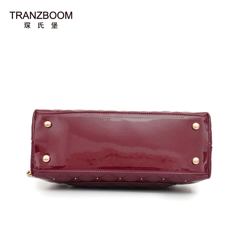 TRANZBOOM New Patent Leather Bags Real Cowhide Leather luxury handbags women bags designer women famous brand Female shoulder