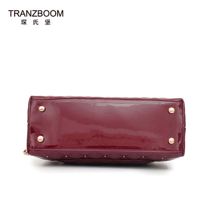 TRANZBOOM New Patent Leather Bags Real Cowhide Leather luxury handbags women bags designer women famous brand Female shoulder