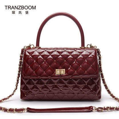 TRANZBOOM New Patent Leather Bags Real Cowhide Leather luxury handbags women bags designer women famous brand Female shoulder