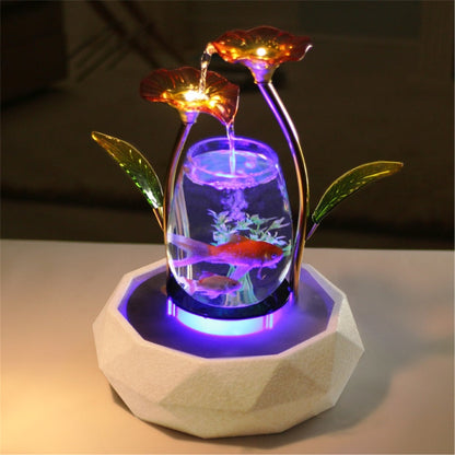 Tabletop Water Feature Lotus Fountain Waterfall Cascade Indoor Decoration Aquarium Zen Humidifier Meditation LED light fish tank