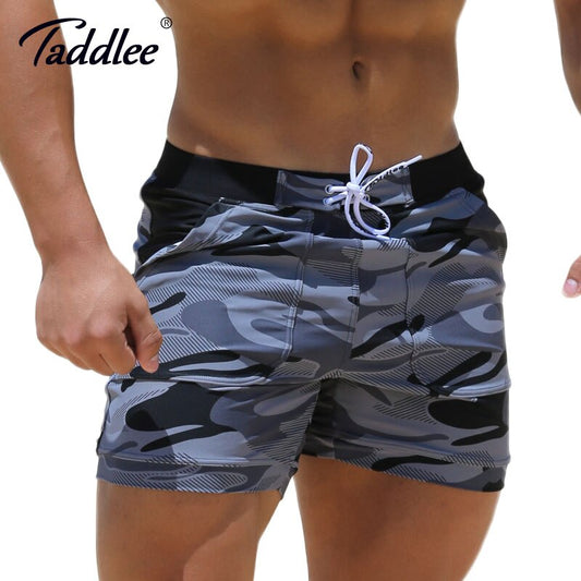 Taddlee Brand Men's Swimwear Swimsuits Man Plus Big Size XXL Spandex Beach Long Board Shorts Boxer High Rise Cut Trunks Men
