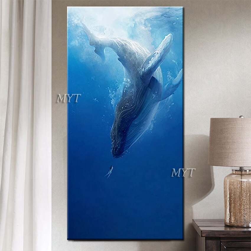 The Northern Sea Has A Fish Named Kun Abstract Oil Painting On Canvas. Humpback Whale. Handpainted Paintings Wall Art Home Decor Picture