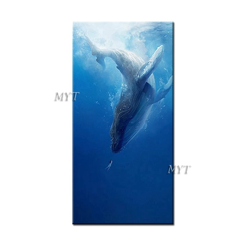 The Northern Sea Has A Fish Named Kun Abstract Oil Painting On Canvas. Humpback Whale. Handpainted Paintings Wall Art Home Decor Picture