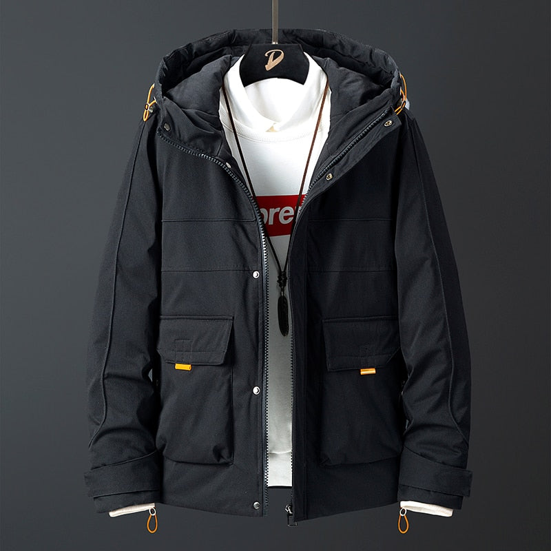 The new winter 2021 men down jacket in winter long male money hooded jacket tooling quality men's fashion M9818