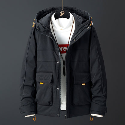 The new winter 2021 men down jacket in winter long male money hooded jacket tooling quality men's fashion M9818
