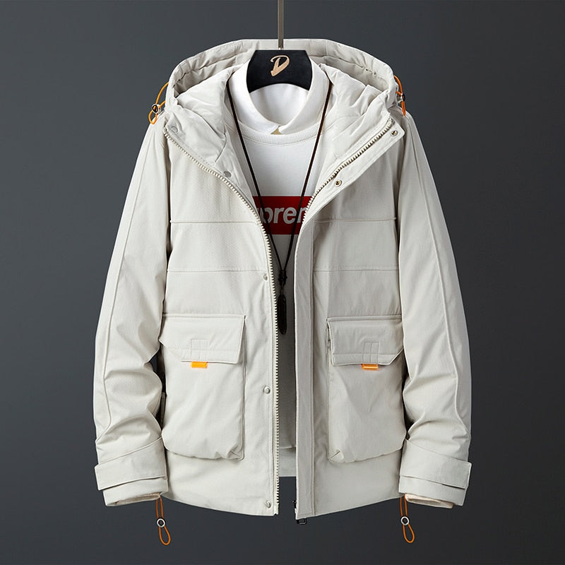 The new winter 2021 men down jacket in winter long male money hooded jacket tooling quality men's fashion M9818